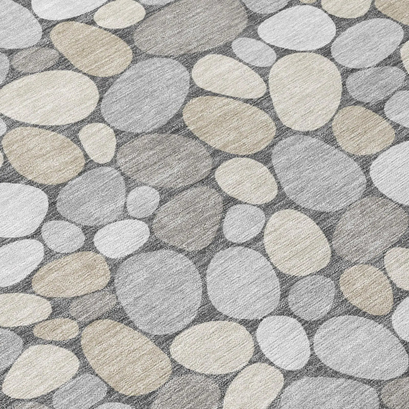 9' X 12' Gray And Silver Geometric Washable Indoor Outdoor Area Rug Homeroots Outdoor