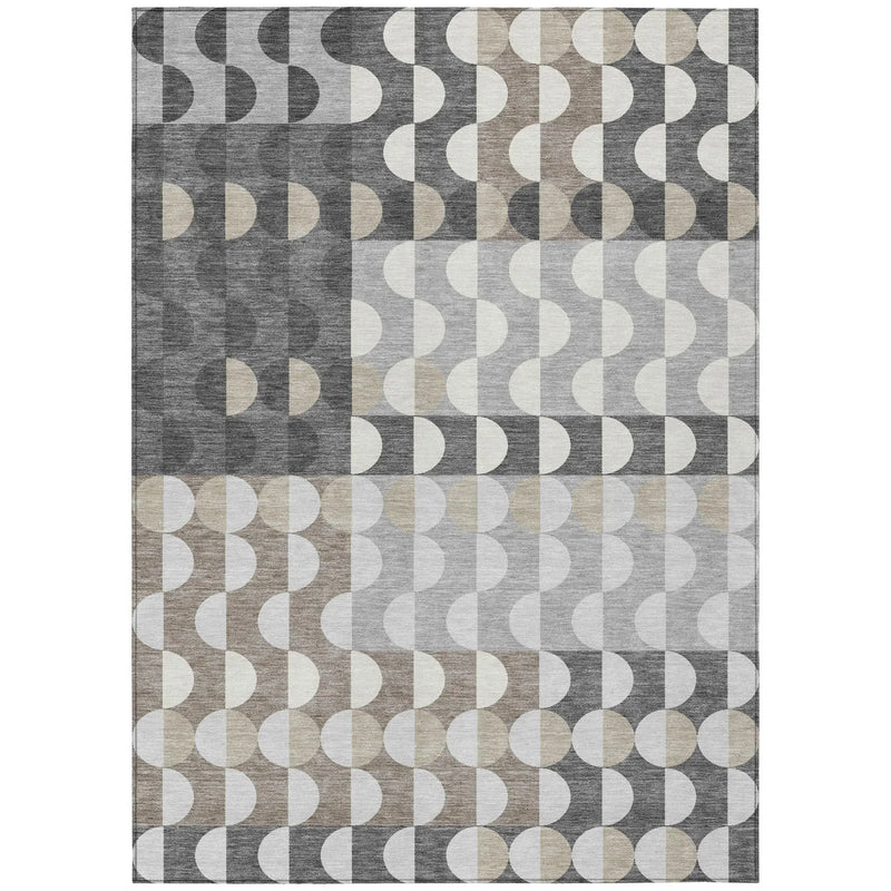 9' X 12' Gray And Silver Geometric Washable Indoor Outdoor Area Rug Homeroots Outdoor