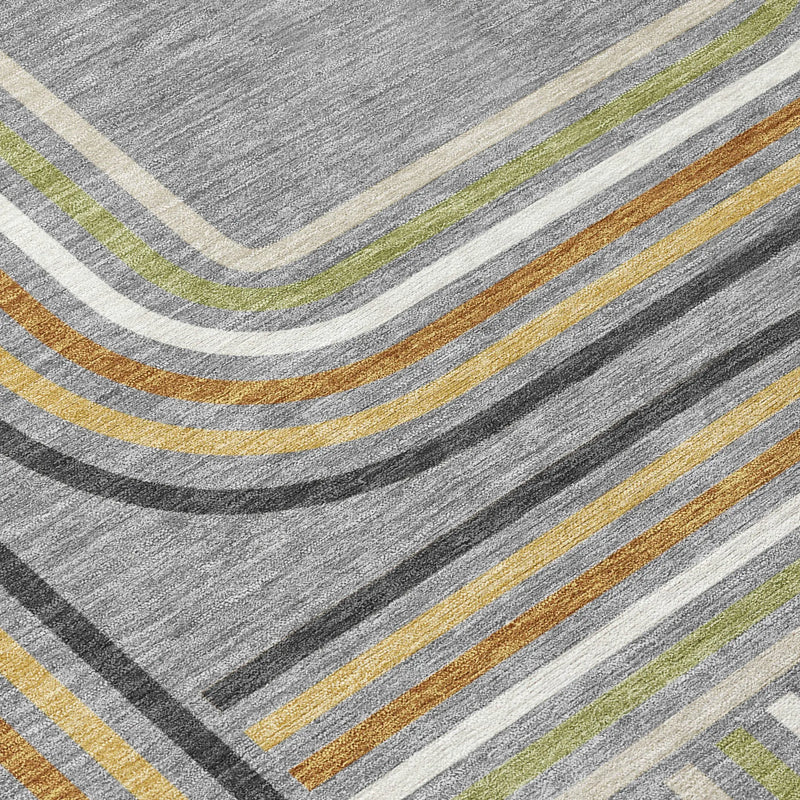 9' X 12' Gray And Silver Geometric Washable Indoor Outdoor Area Rug Homeroots Outdoor