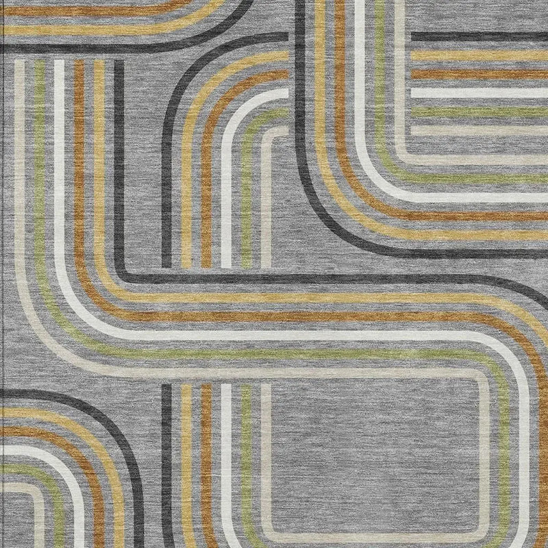 9' X 12' Gray And Silver Geometric Washable Indoor Outdoor Area Rug Homeroots Outdoor