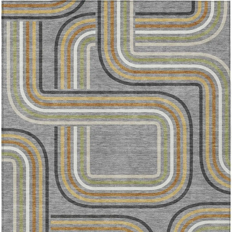 9' X 12' Gray And Silver Geometric Washable Indoor Outdoor Area Rug Homeroots Outdoor