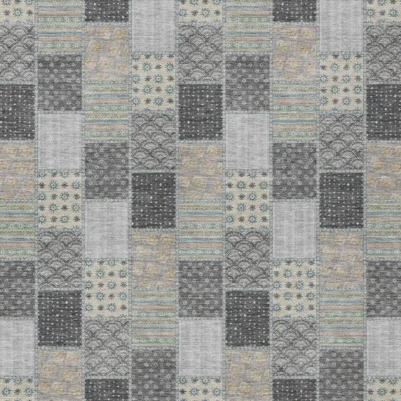 9' X 12' Gray And Silver Patchwork Washable Indoor Outdoor Area Rug Homeroots Outdoor
