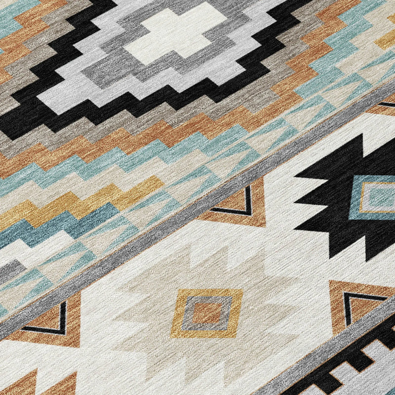 9' X 12' Gray And Silver Southwestern Washable Indoor Outdoor Area Rug Homeroots Outdoor
