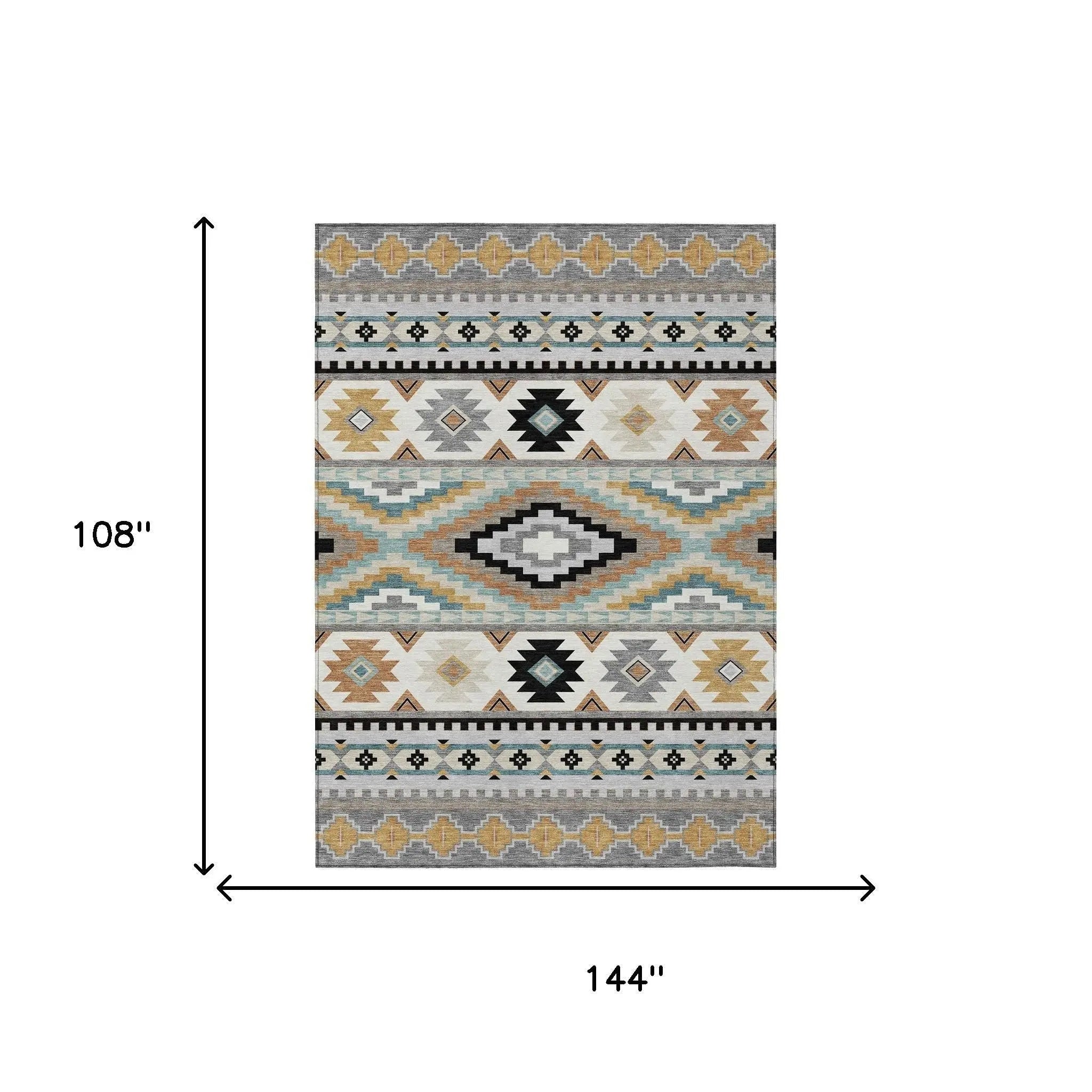 9' X 12' Gray And Silver Southwestern Washable Indoor Outdoor Area Rug Homeroots Outdoor
