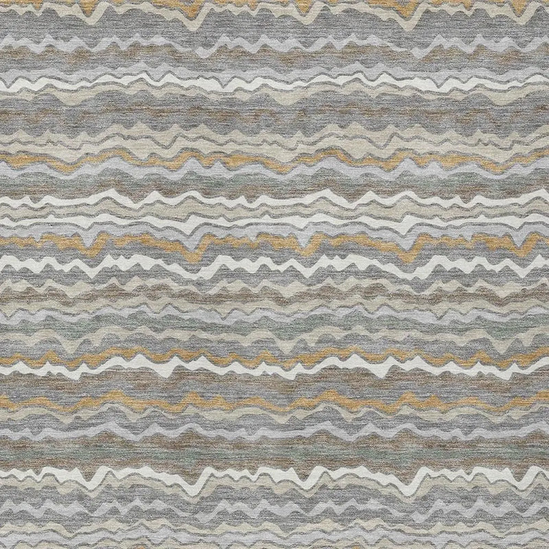 9' X 12' Gray And Silver Striped Washable Indoor Outdoor Area Rug Homeroots Outdoor