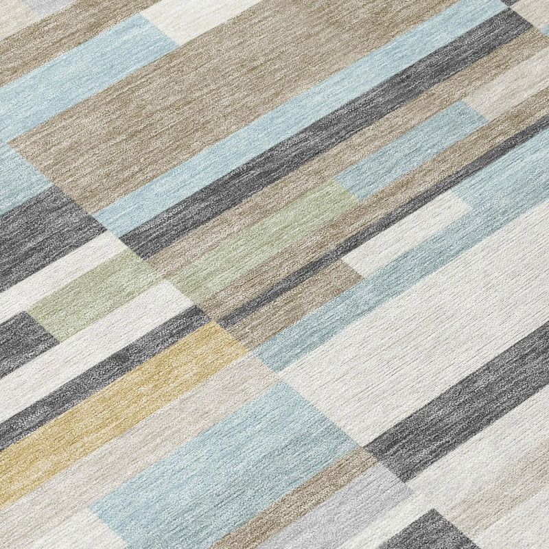 9' X 12' Gray And Silver Striped Washable Indoor Outdoor Area Rug Homeroots Outdoor