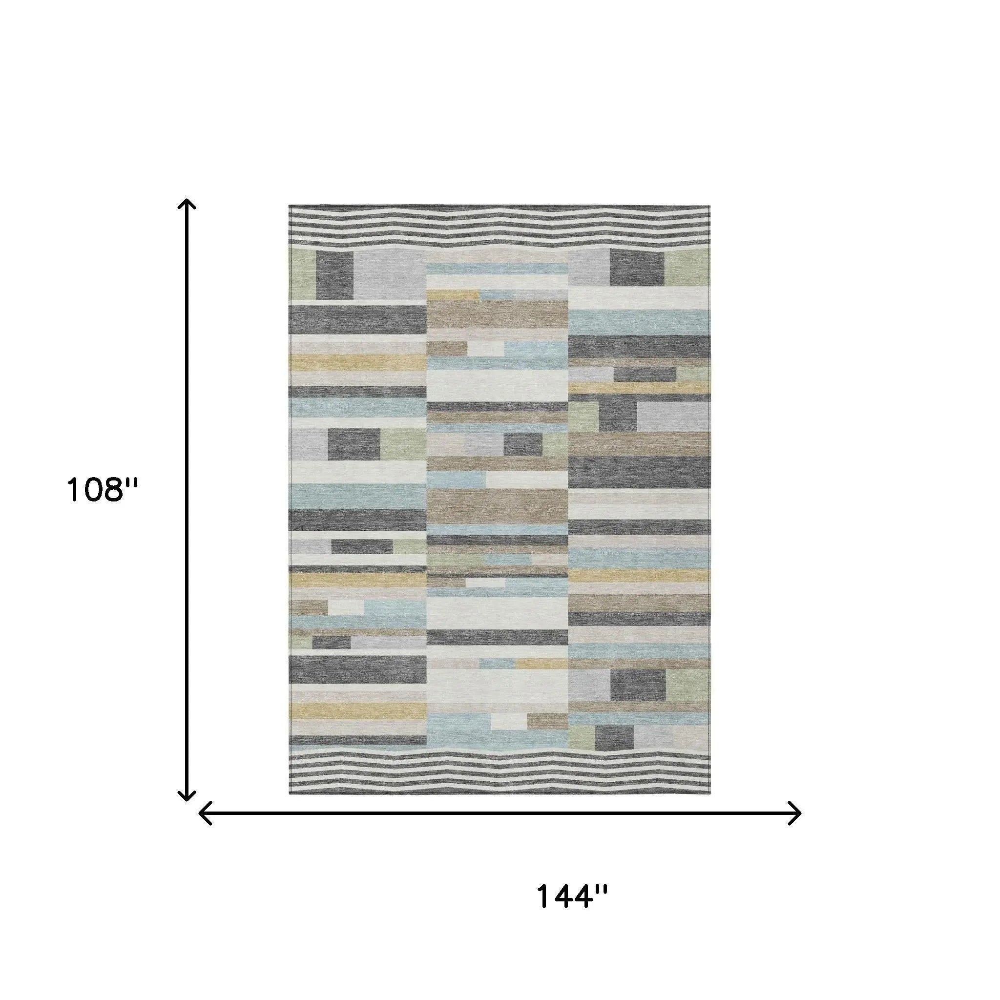 9' X 12' Gray And Silver Striped Washable Indoor Outdoor Area Rug Homeroots Outdoor