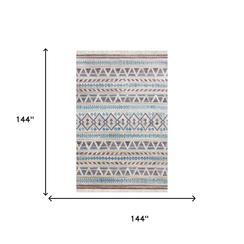9' X 12' Gray And Tan Jute Geometric Hand Woven Area Rug Homeroots Home Decor