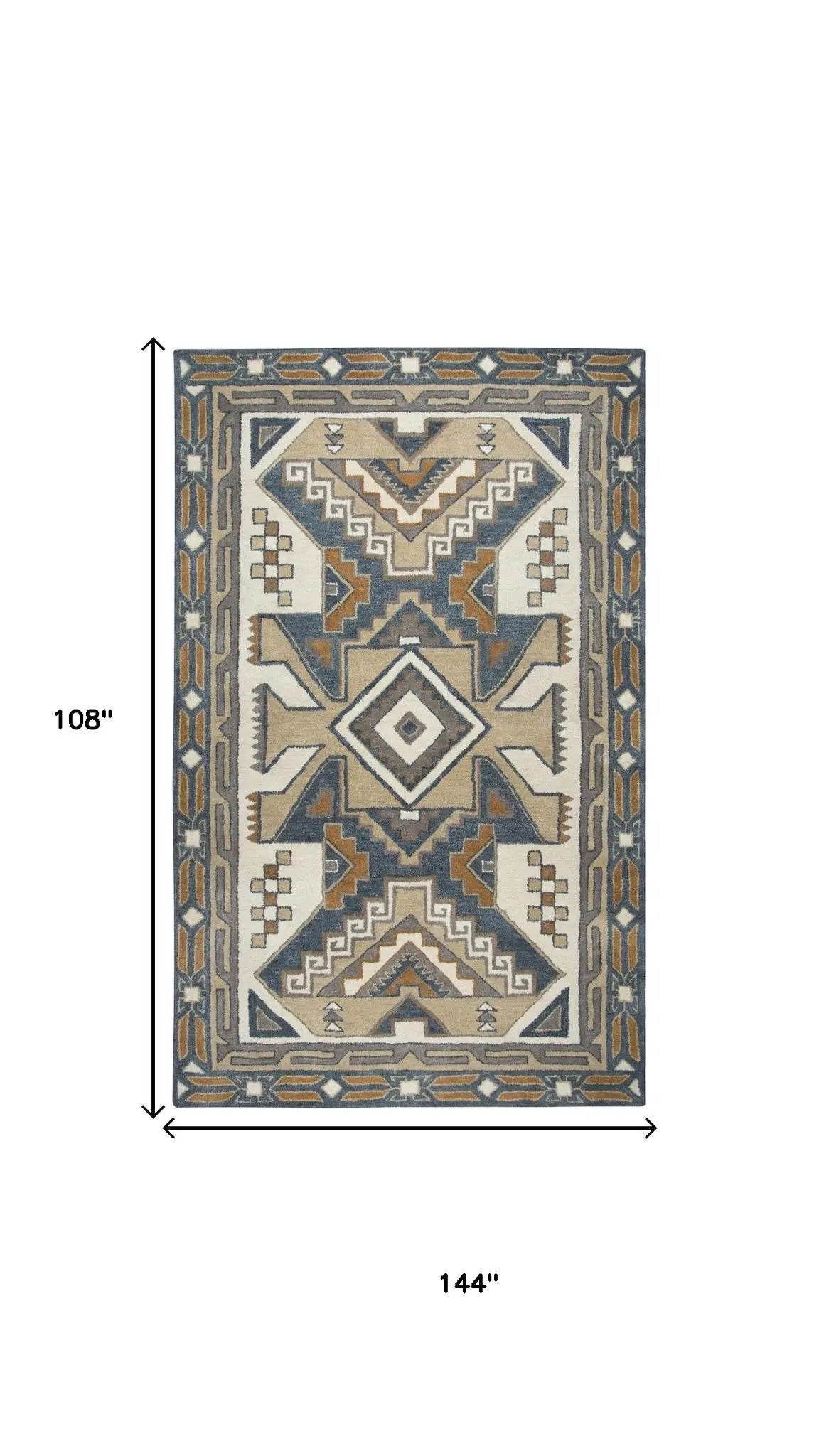 9' X 12' Gray And Tan Wool Tribal Hand Tufted Area Rug Homeroots Home Decor