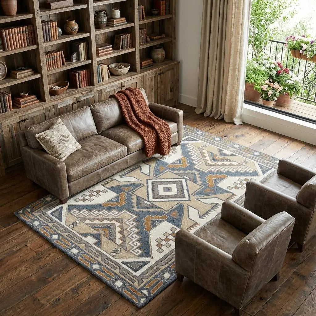 9' X 12' Gray And Tan Wool Tribal Hand Tufted Area Rug Homeroots Home Decor
