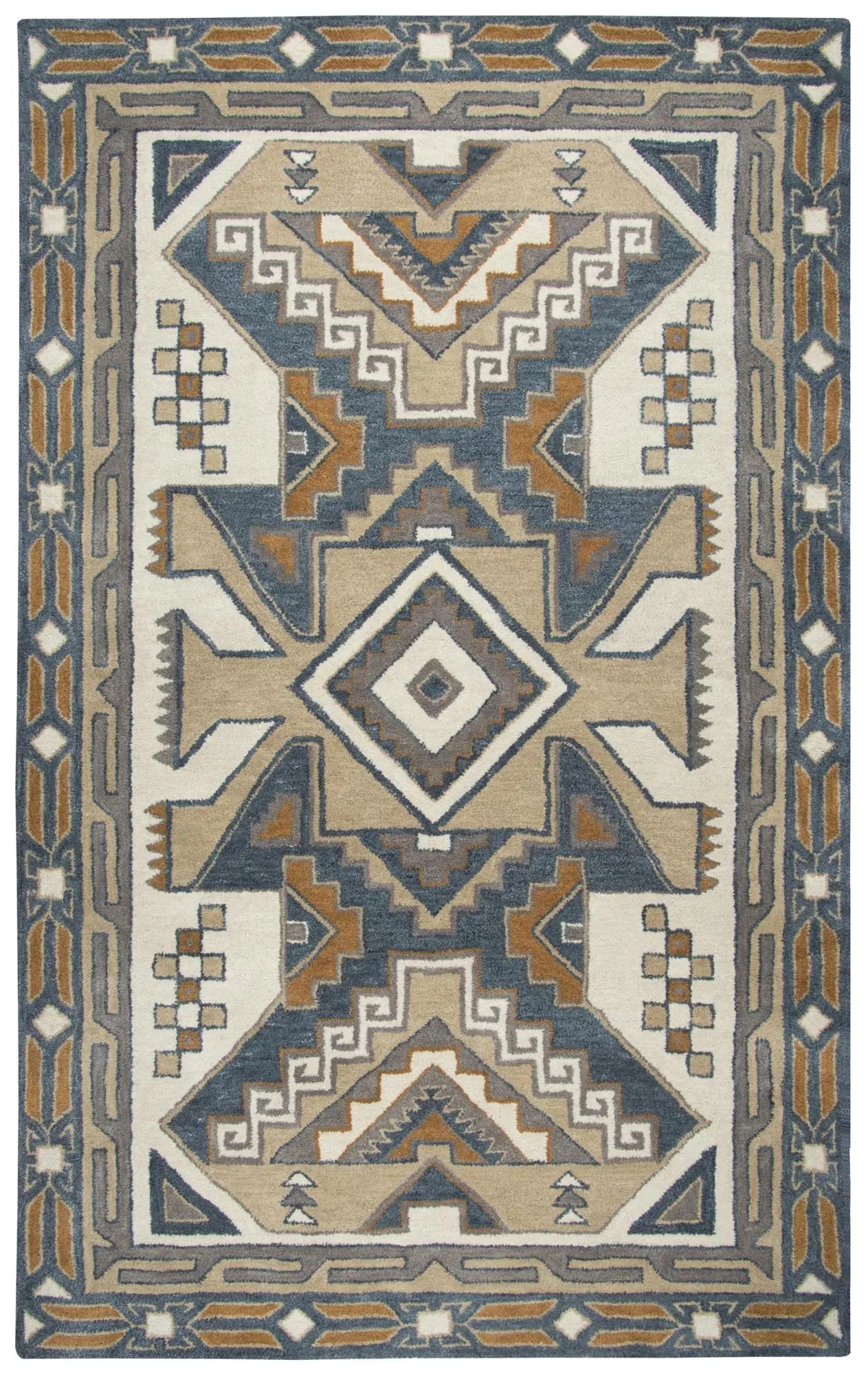 9' X 12' Gray And Tan Wool Tribal Hand Tufted Area Rug Homeroots Home Decor
