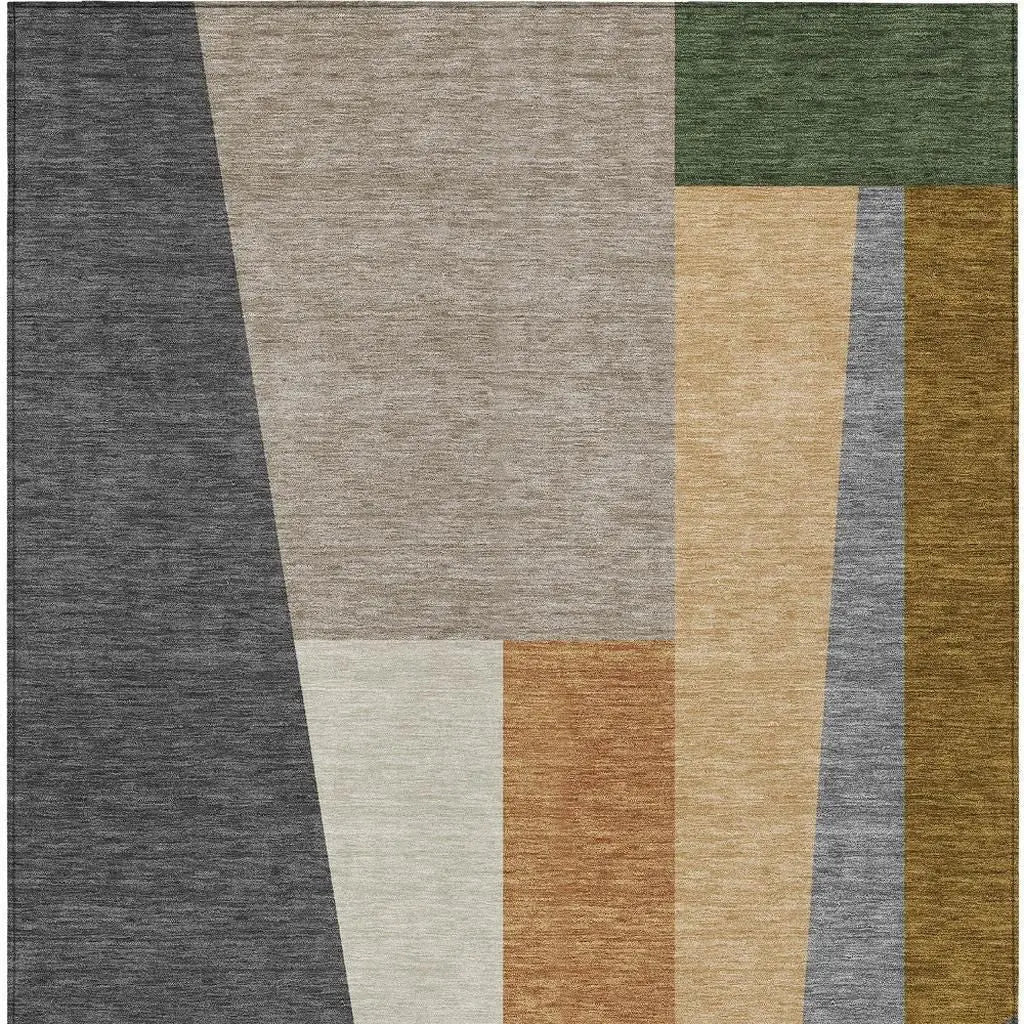 9' X 12' Gray And Taupe Geometric Washable Indoor Outdoor Area Rug Homeroots Outdoor