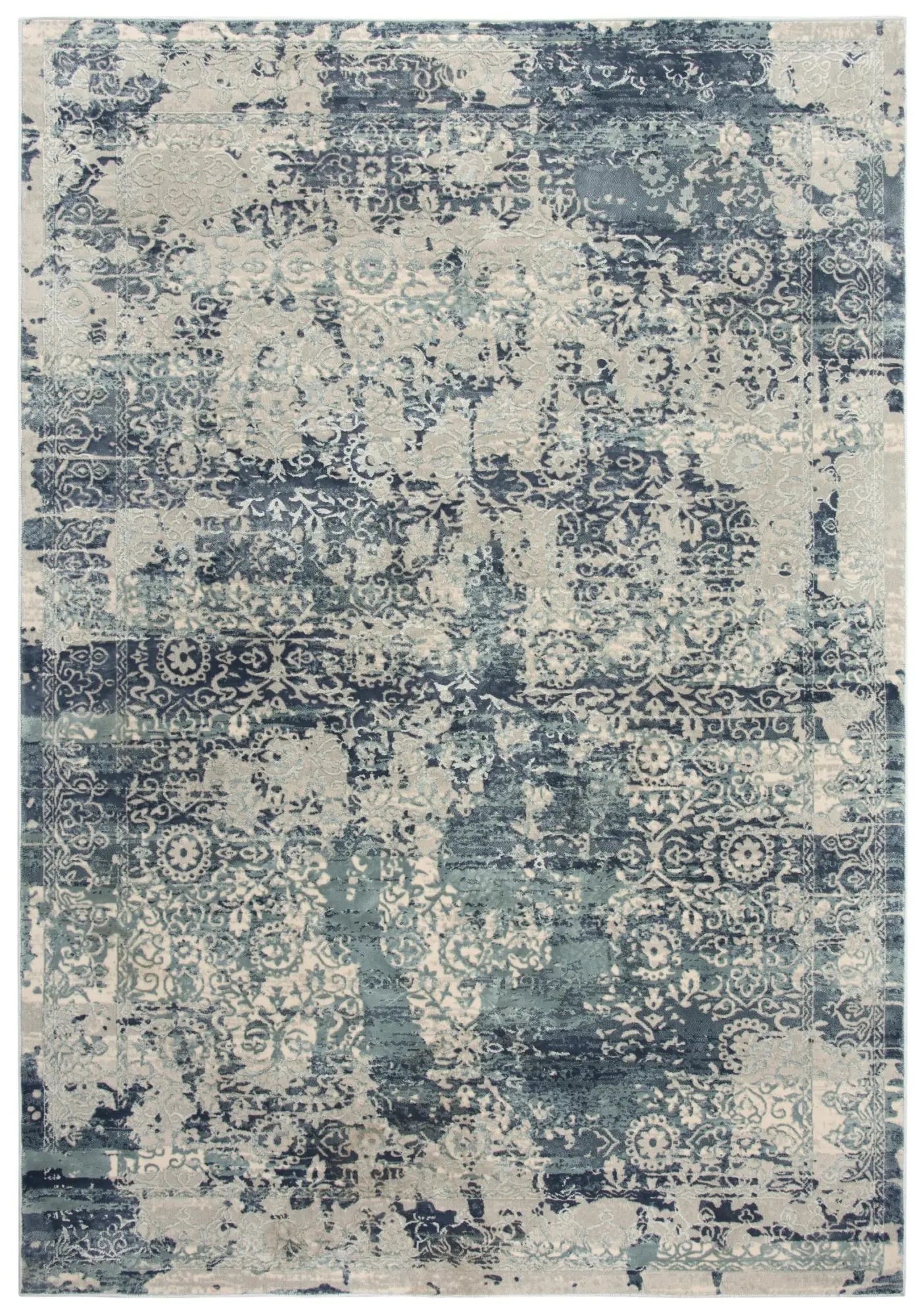 9' X 12' Gray And Teal Abstract Area Rug Homeroots Home Decor