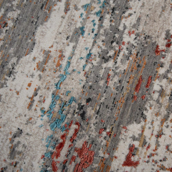 9' X 12' Gray Beige Orange Red And Blue New Zealand Lambs Wool Abstract Hand Carved Handmade Area Rug Homeroots Home Decor