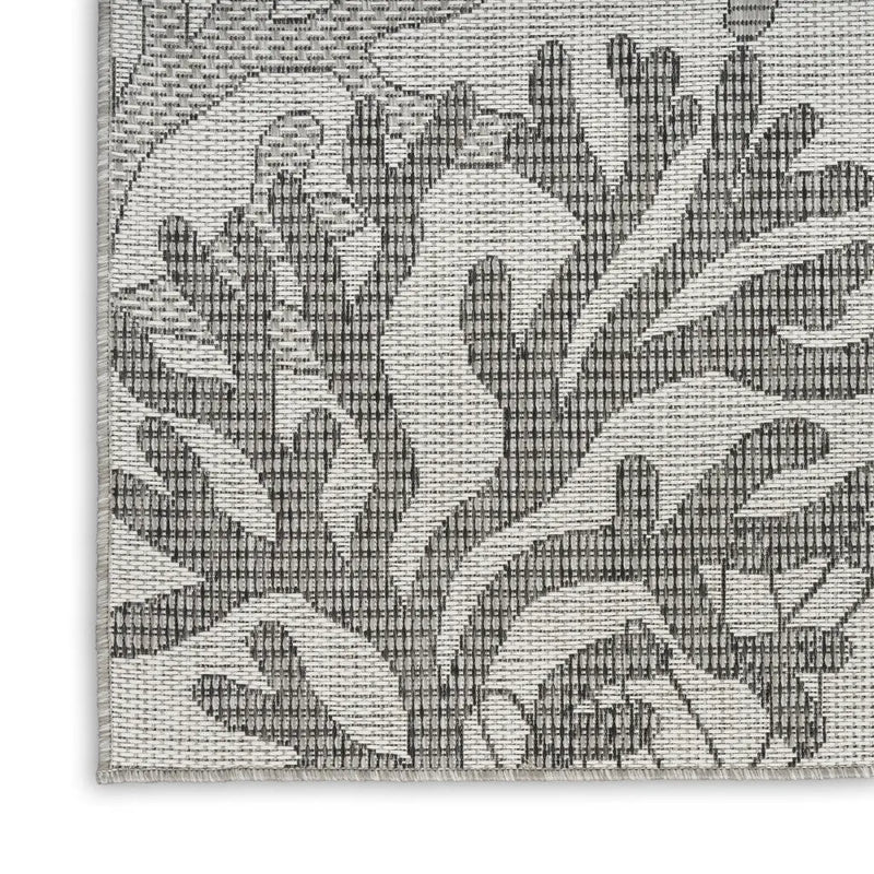 9' X 12' Gray Black And Ivory Nautical Indoor Outdoor Area Rug Homeroots Outdoor