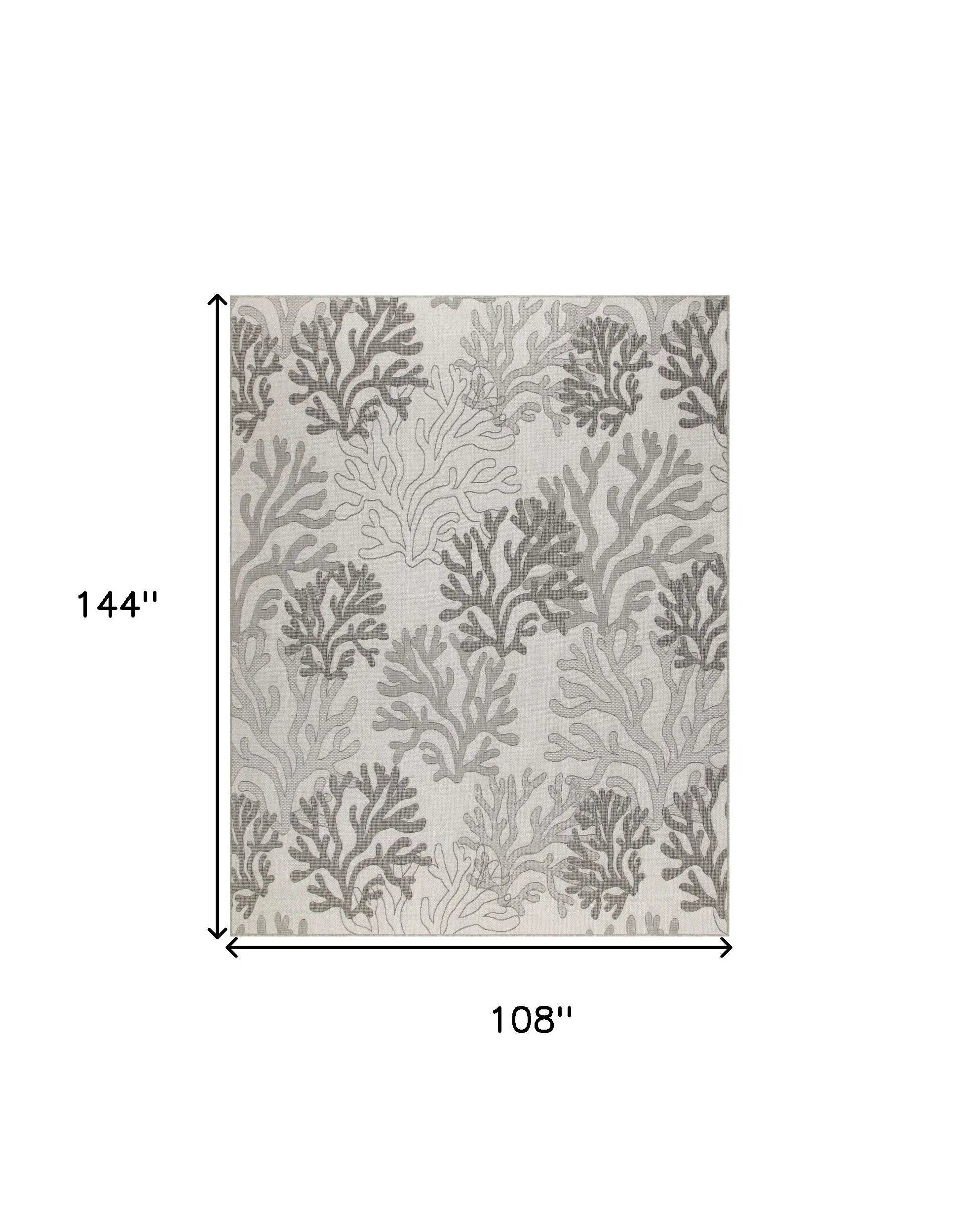 9' X 12' Gray Black And Ivory Nautical Indoor Outdoor Area Rug Homeroots Outdoor