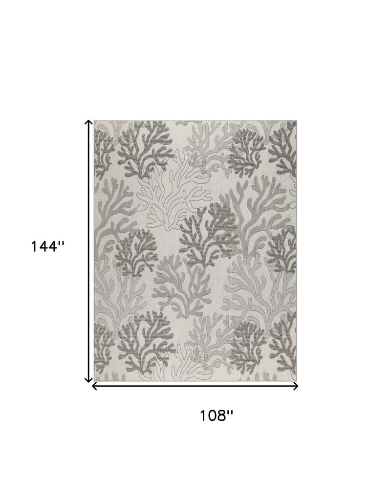 9' X 12' Gray Black And Ivory Nautical Indoor Outdoor Area Rug Homeroots Outdoor