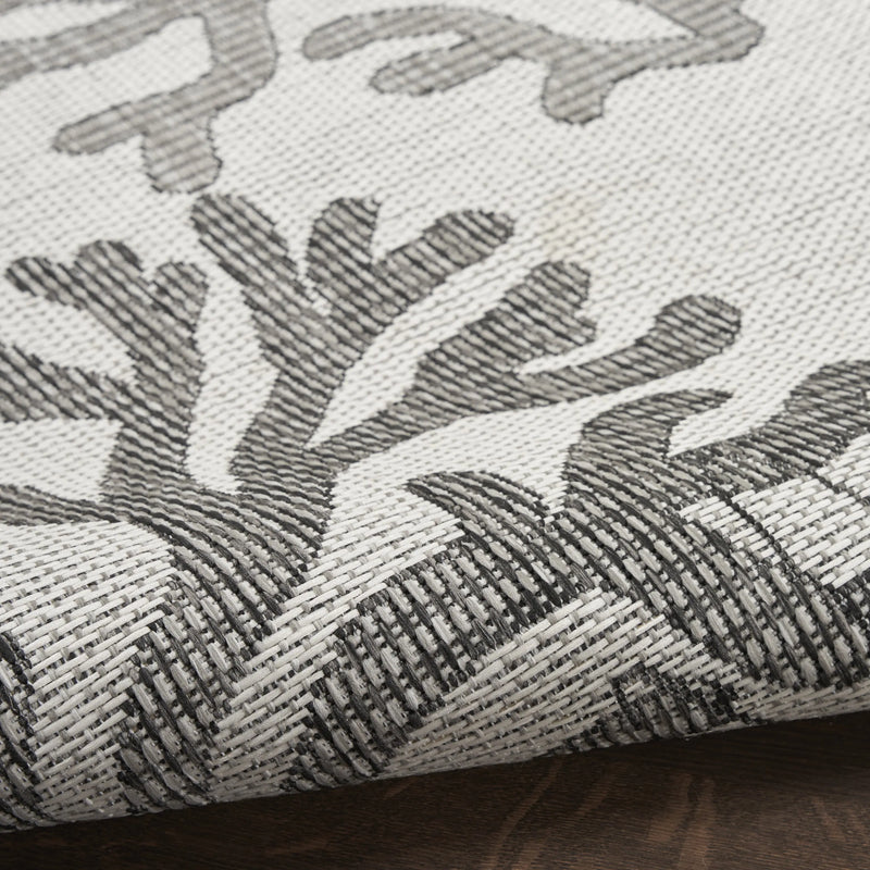 9' X 12' Gray Black And Ivory Nautical Indoor Outdoor Area Rug Homeroots Outdoor