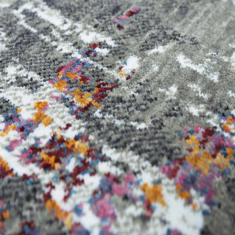 9' X 12' Gray Blue Pink Ivory And Orange Abstract Hand Carved Handmade Area Rug Homeroots Home Decor