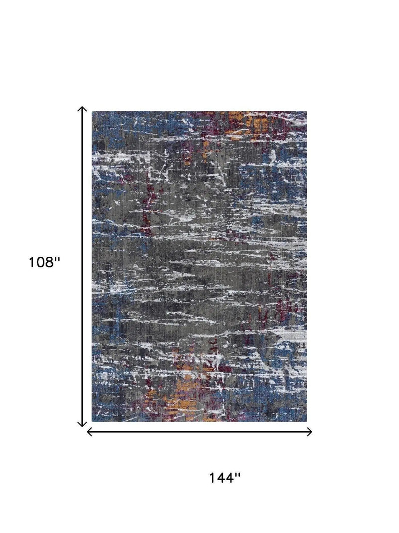 9' X 12' Gray Blue Pink Ivory And Orange Abstract Hand Carved Handmade Area Rug Homeroots Home Decor