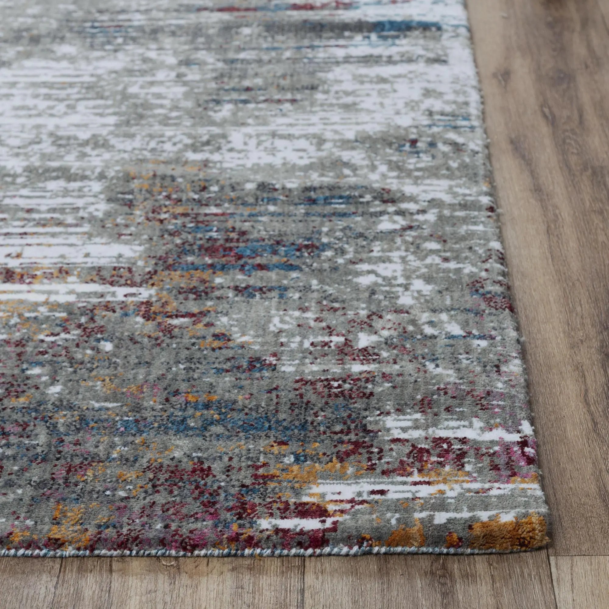 9' X 12' Gray Burgundy Orange Blue And Ivory Abstract Hand Carved Handmade Area Rug Homeroots Home Decor