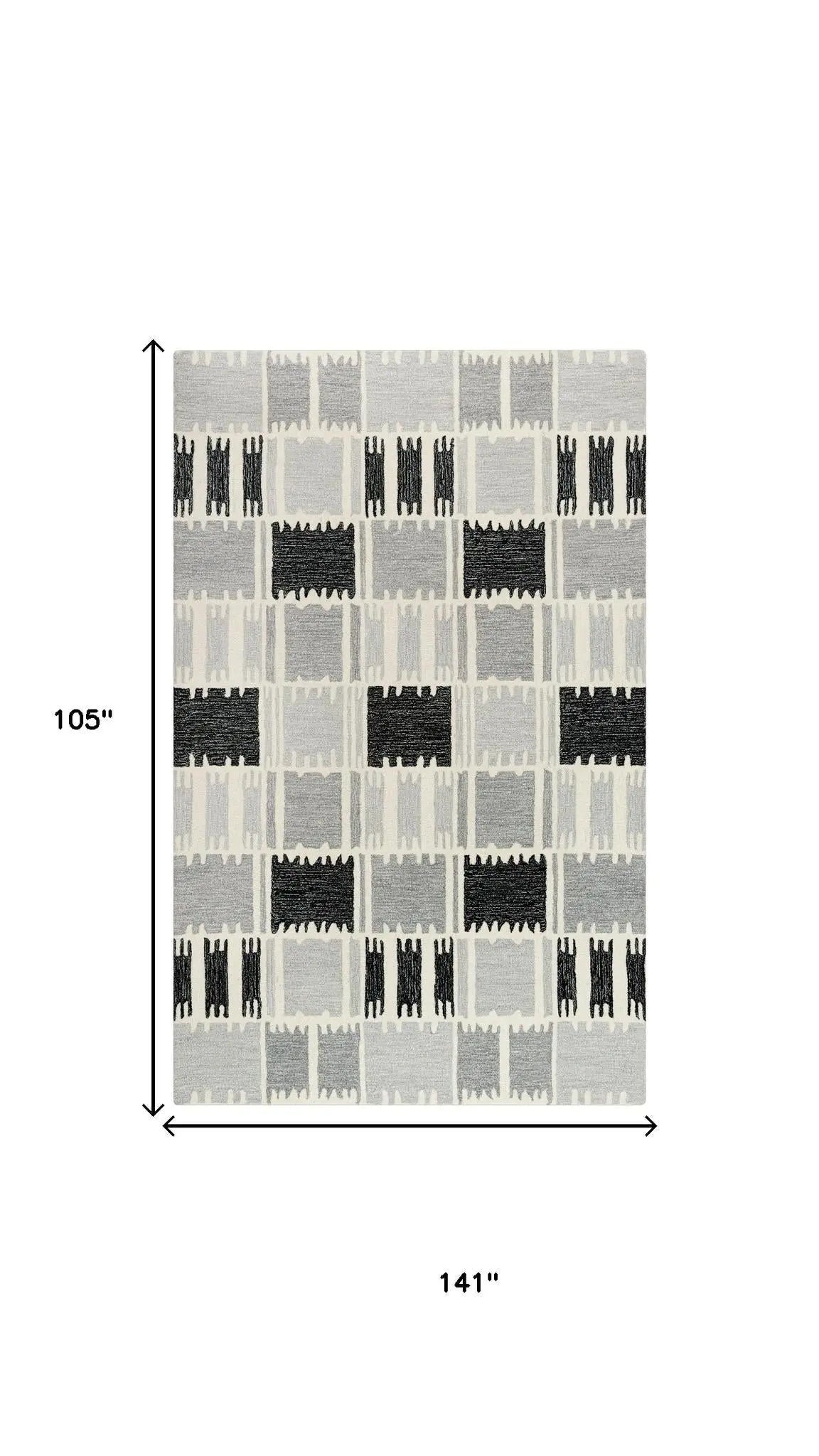 9' X 12' Gray Ivory And Charcoal Wool Geometric Hand Tufted Area Rug Homeroots Home Decor