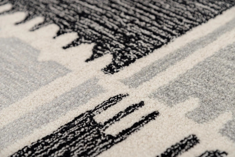 9' X 12' Gray Ivory And Charcoal Wool Geometric Hand Tufted Area Rug Homeroots Home Decor