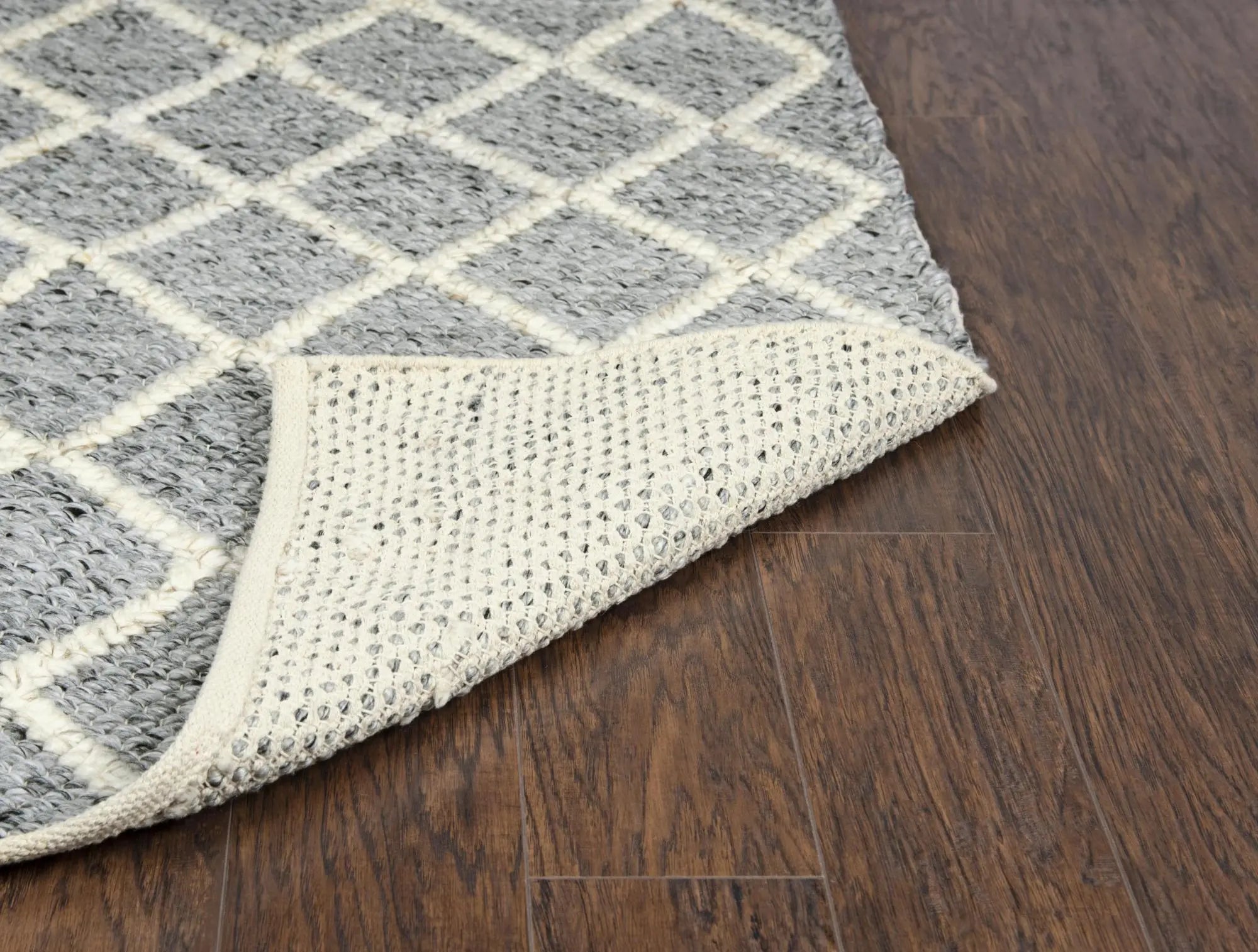 9' X 12' Gray Ivory And Charcoal Wool Geometric Hand Woven Area Rug Homeroots Home Decor
