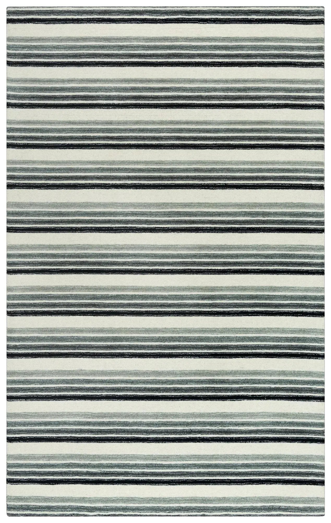 9' X 12' Gray Ivory And Charcoal Wool Striped Hand Tufted Area Rug Homeroots Home Decor