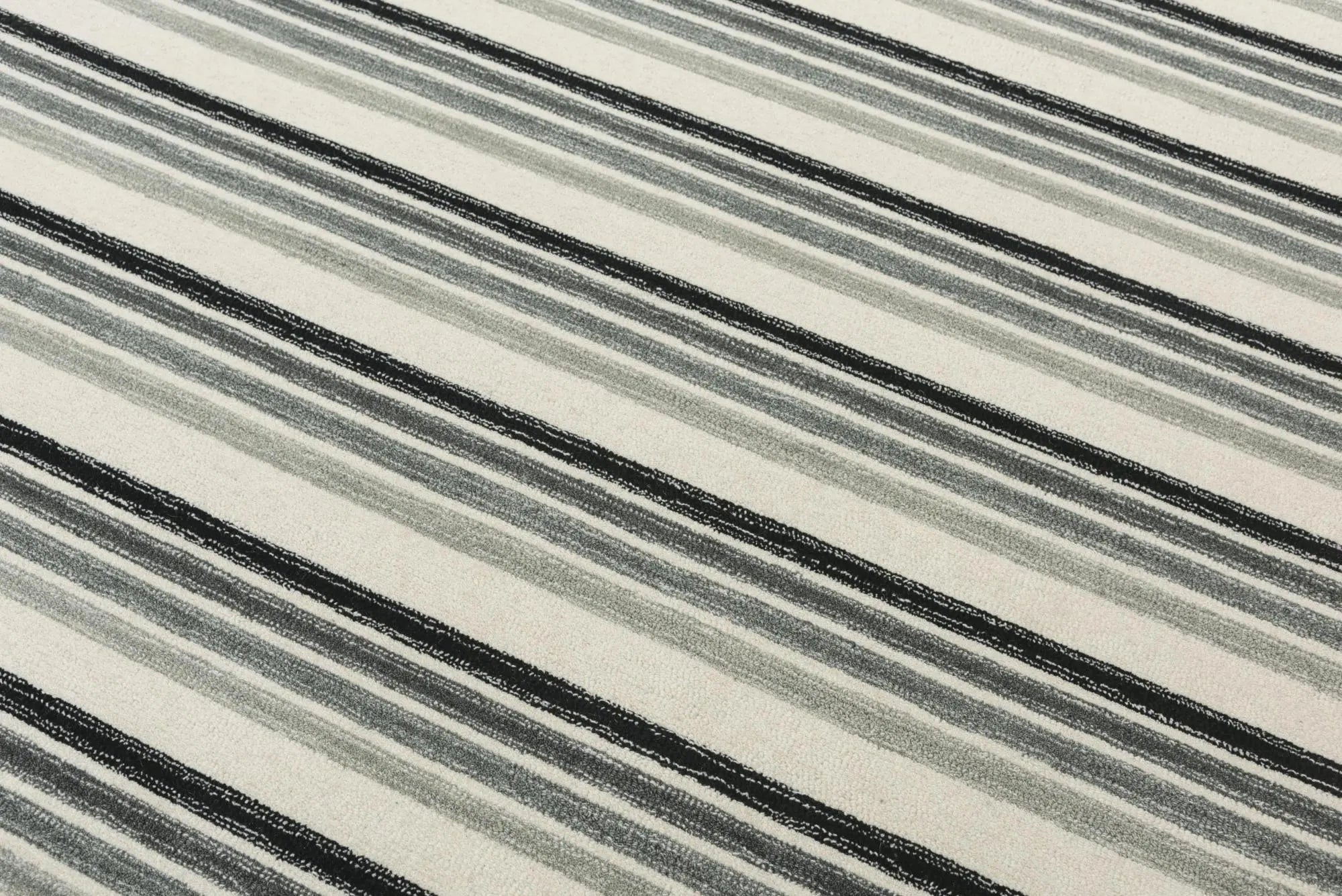 9' X 12' Gray Ivory And Charcoal Wool Striped Hand Tufted Area Rug Homeroots Home Decor