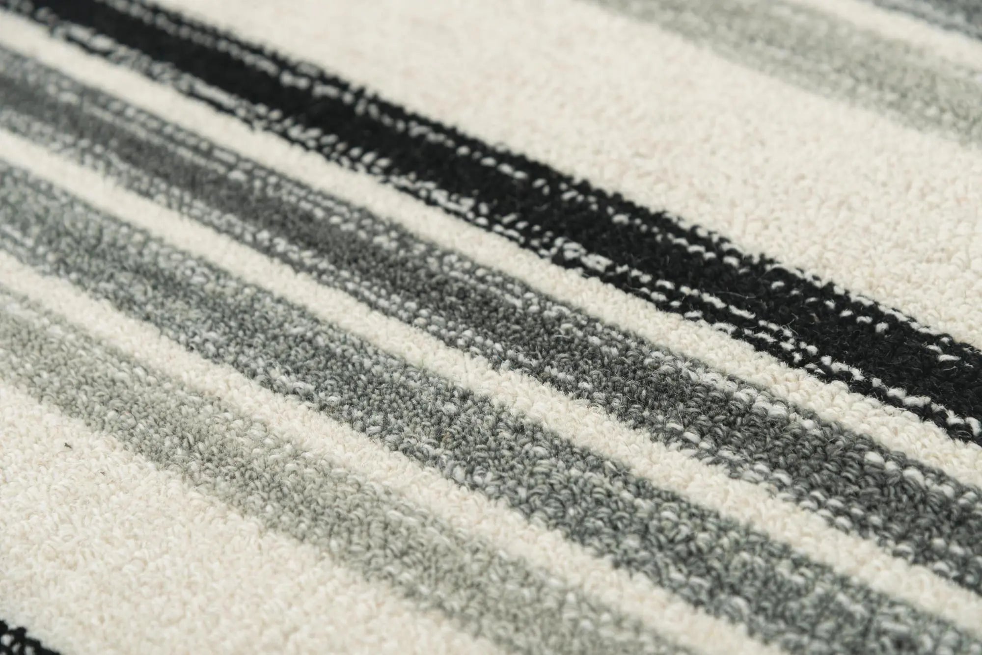 9' X 12' Gray Ivory And Charcoal Wool Striped Hand Tufted Area Rug Homeroots Home Decor