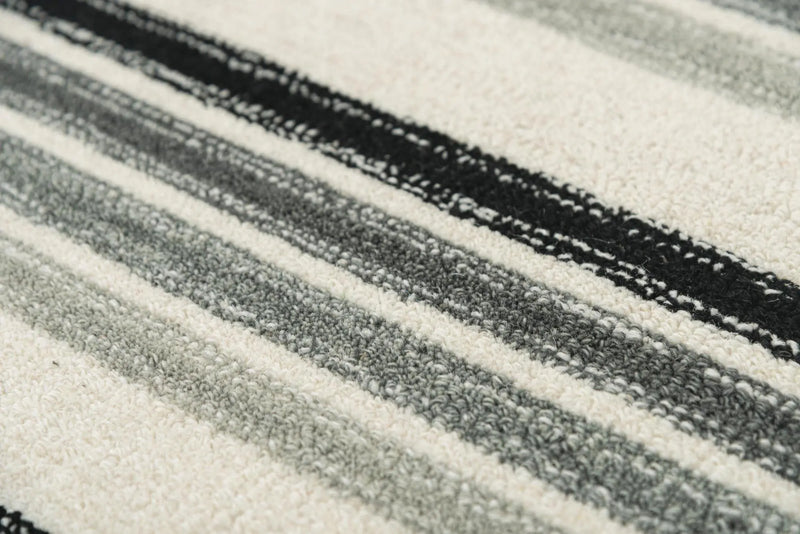 9' X 12' Gray Ivory And Charcoal Wool Striped Hand Tufted Area Rug Homeroots Home Decor