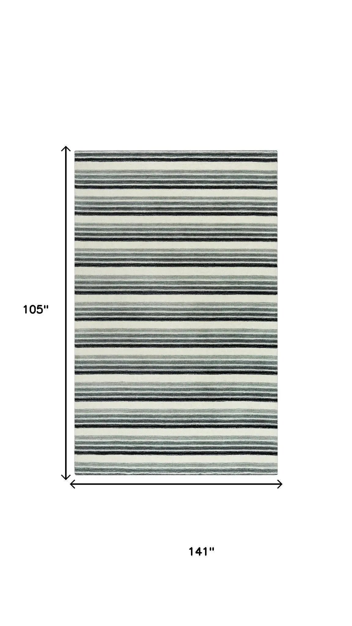 9' X 12' Gray Ivory And Charcoal Wool Striped Hand Tufted Area Rug Homeroots Home Decor
