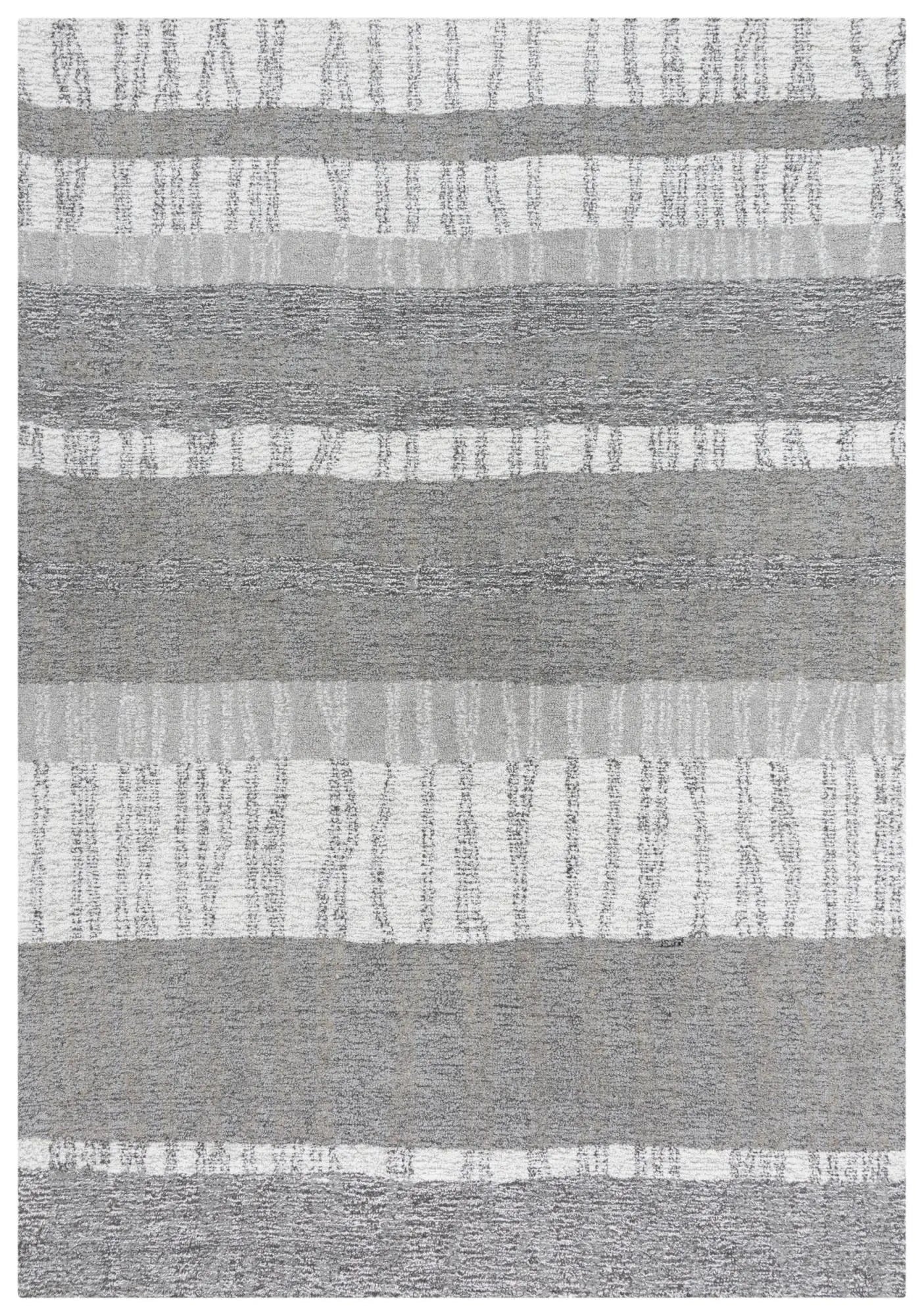 9' X 12' Gray Natural Dark Gray Light Gray And Ivory Wool Striped Hand Tufted Area Rug Homeroots Home Decor