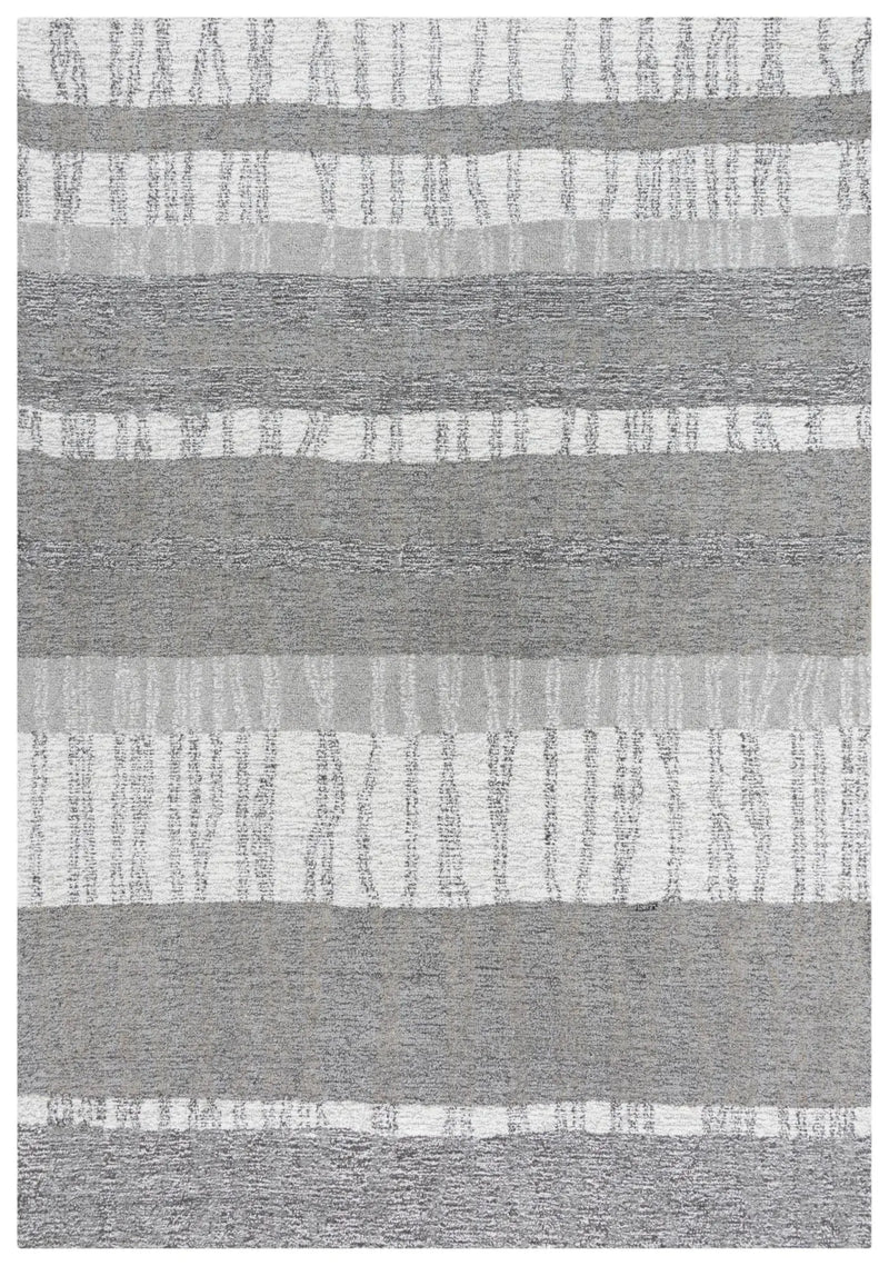 9' X 12' Gray Natural Dark Gray Light Gray And Ivory Wool Striped Hand Tufted Area Rug Homeroots Home Decor