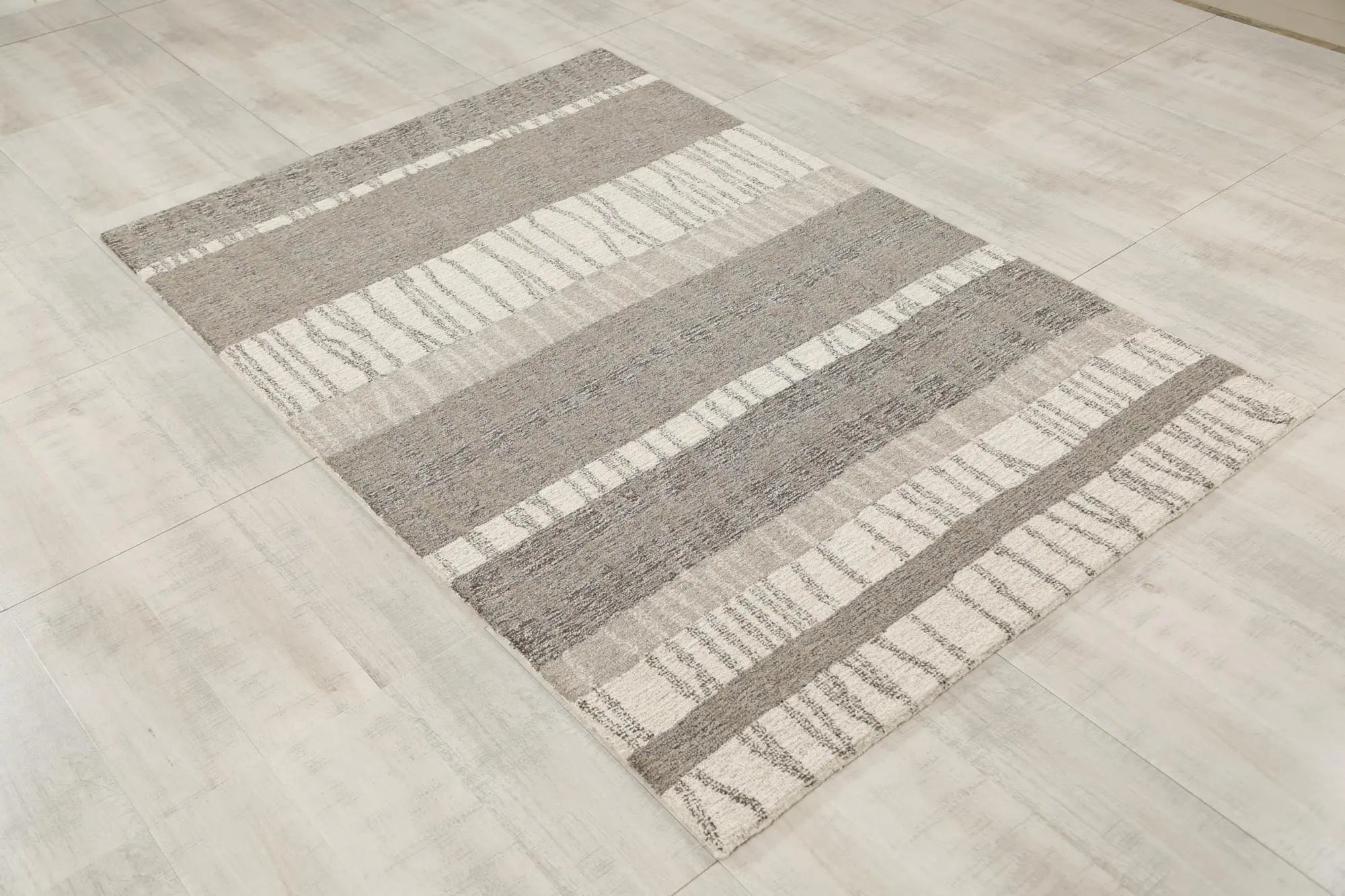 9' X 12' Gray Natural Dark Gray Light Gray And Ivory Wool Striped Hand Tufted Area Rug Homeroots Home Decor
