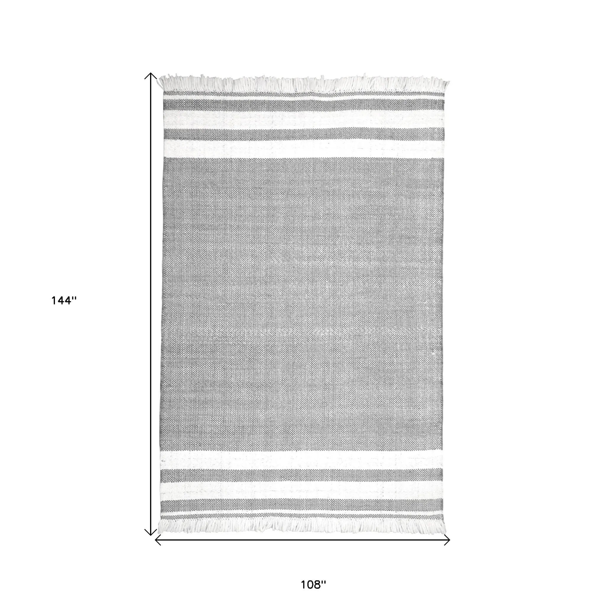9' X 12' Gray Striped Handmade Indoor Outdoor Area Rug Homeroots Outdoor