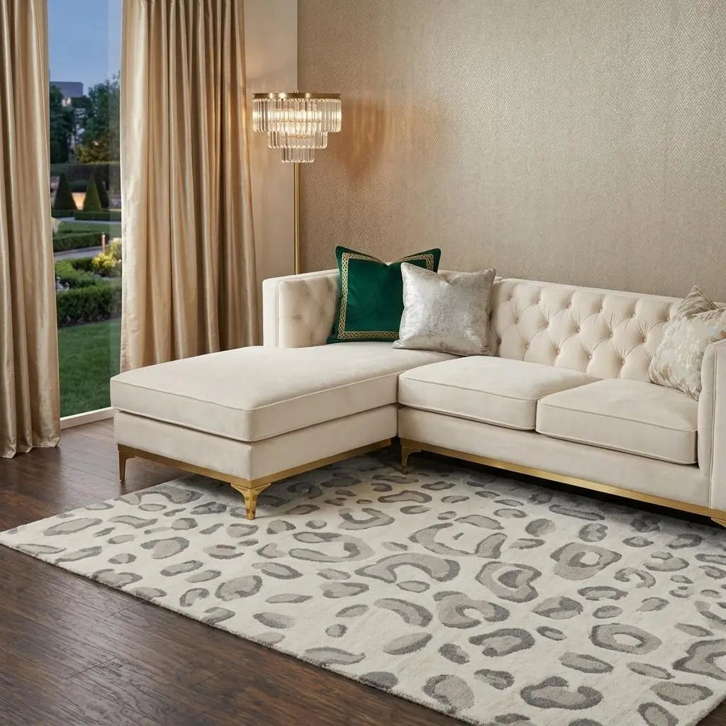 9' X 12' Gray Taupe And Dark Gray Wool Animal Print Hand Tufted Area Rug Homeroots Home Decor