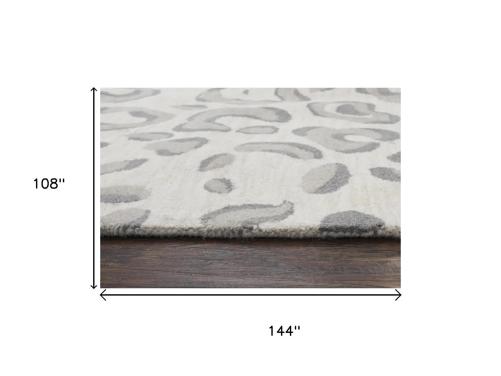 9' X 12' Gray Taupe And Dark Gray Wool Animal Print Hand Tufted Area Rug Homeroots Home Decor