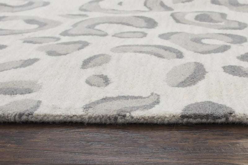 9' X 12' Gray Taupe And Dark Gray Wool Animal Print Hand Tufted Area Rug Homeroots Home Decor