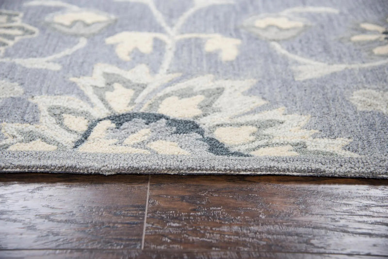 9' X 12' Gray Taupe And Tan Wool Floral Hand Tufted Area Rug Homeroots Home Decor