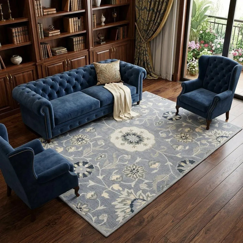 9' X 12' Gray Taupe And Tan Wool Floral Hand Tufted Area Rug Homeroots Home Decor