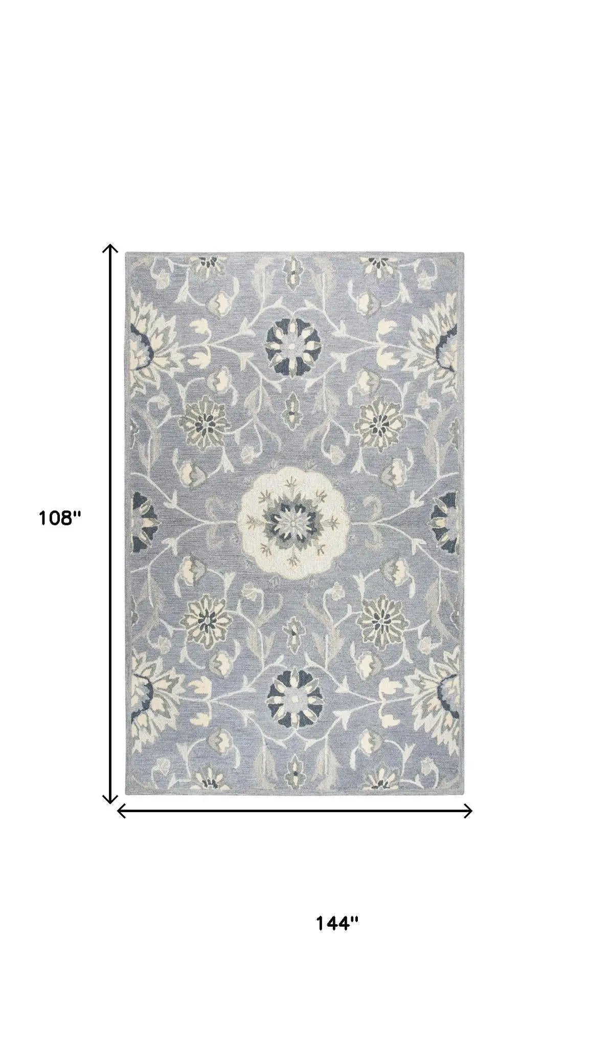 9' X 12' Gray Taupe And Tan Wool Floral Hand Tufted Area Rug Homeroots Home Decor