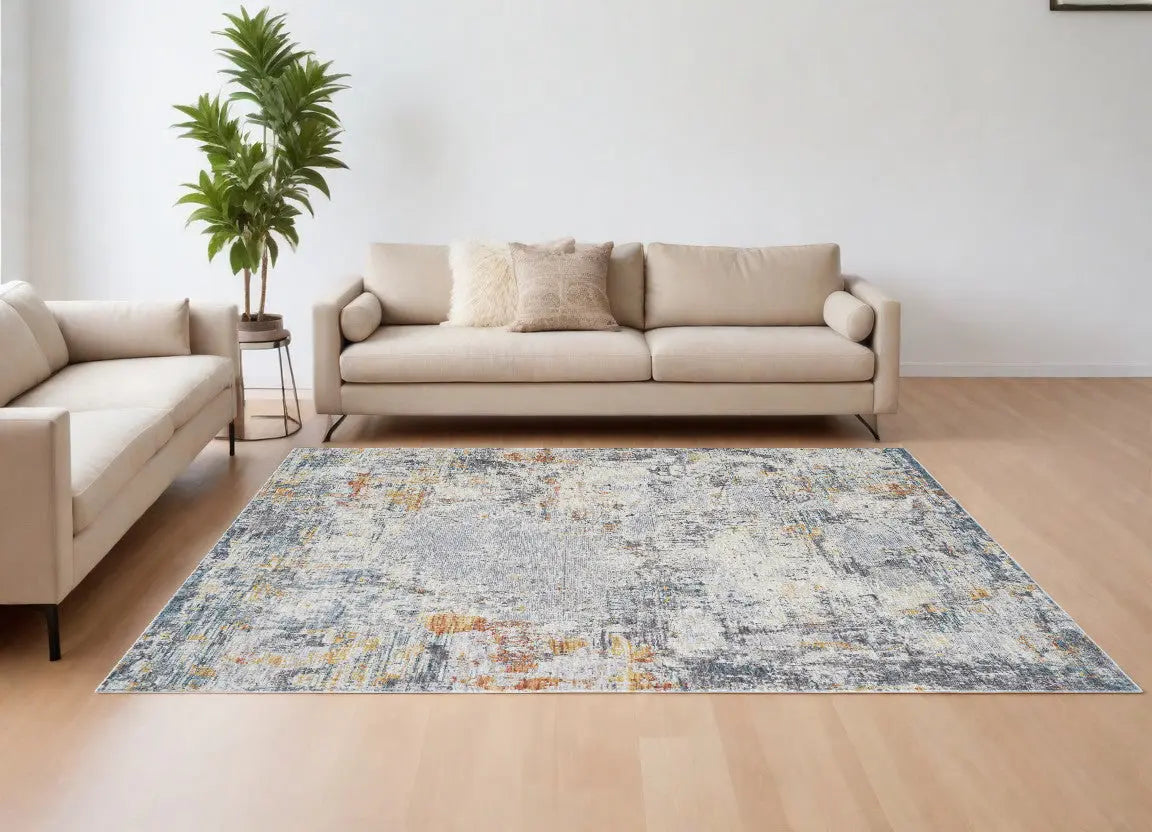 9' X 12' Gray and Ivory Abstract Area Rug Homeroots Home Decor