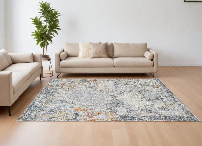 9' X 12' Gray and Ivory Abstract Area Rug Homeroots Home Decor