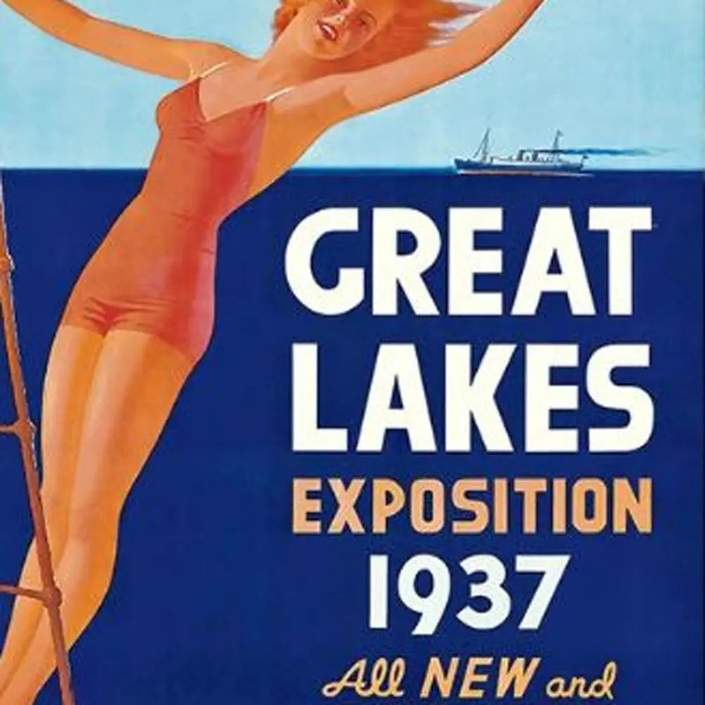 9" X 12" Great Lakes 1937 Vintage Travel Poster Wall Art Homeroots Home Decor