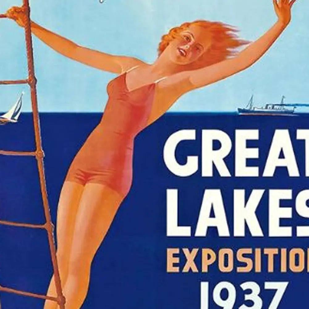 9" X 12" Great Lakes 1937 Vintage Travel Poster Wall Art Homeroots Home Decor