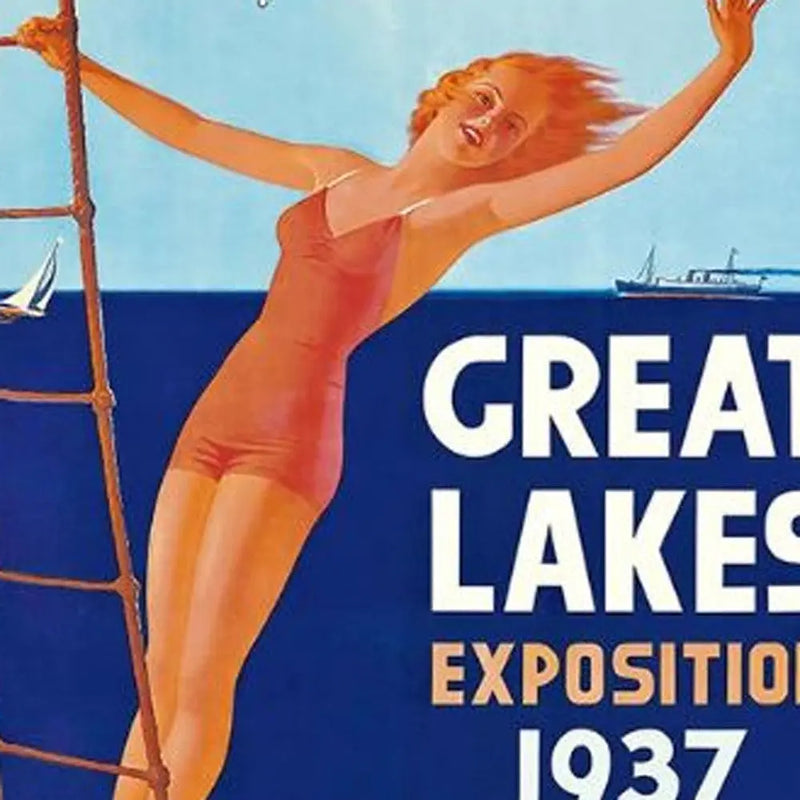 9" X 12" Great Lakes 1937 Vintage Travel Poster Wall Art Homeroots Home Decor