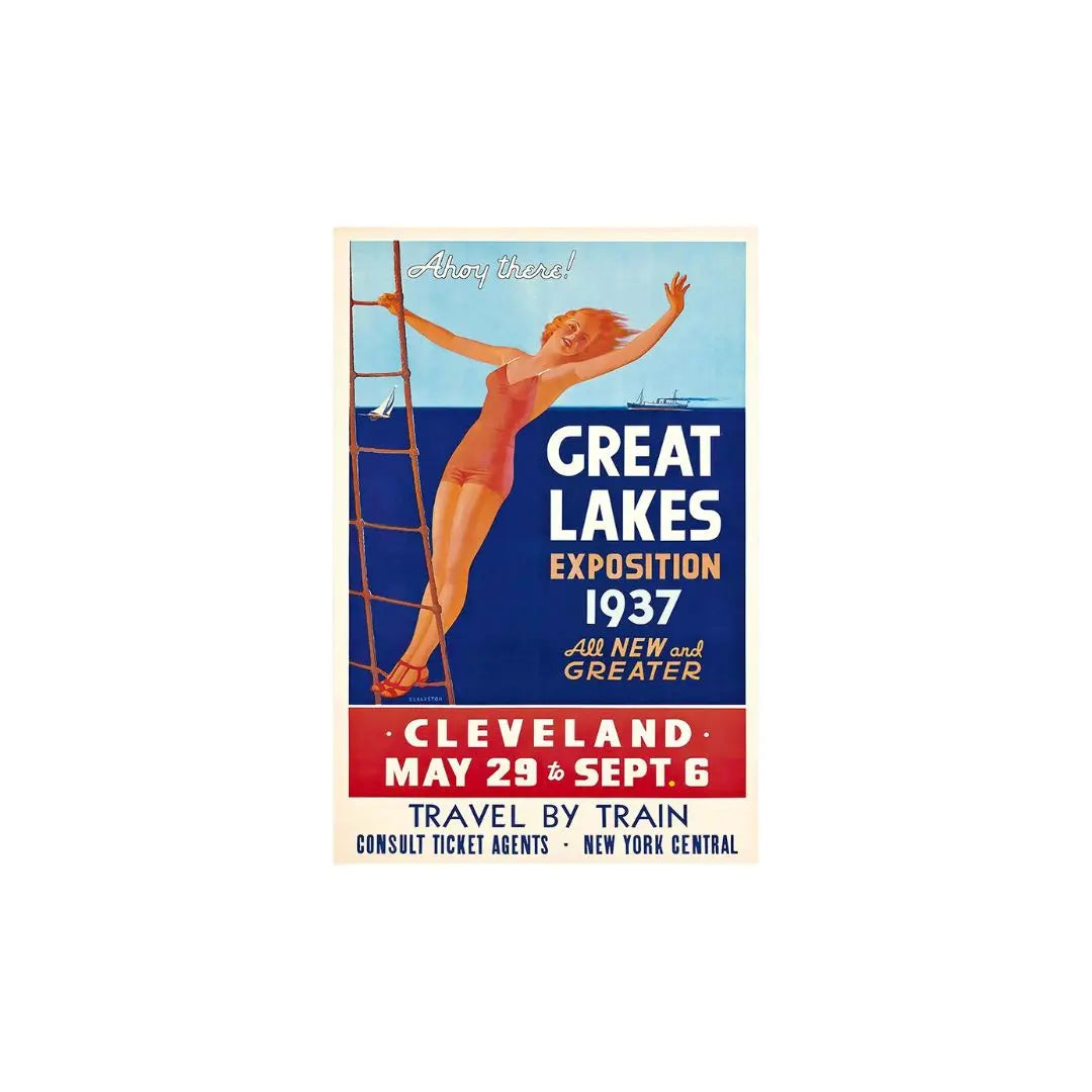9" X 12" Great Lakes 1937 Vintage Travel Poster Wall Art Homeroots Home Decor
