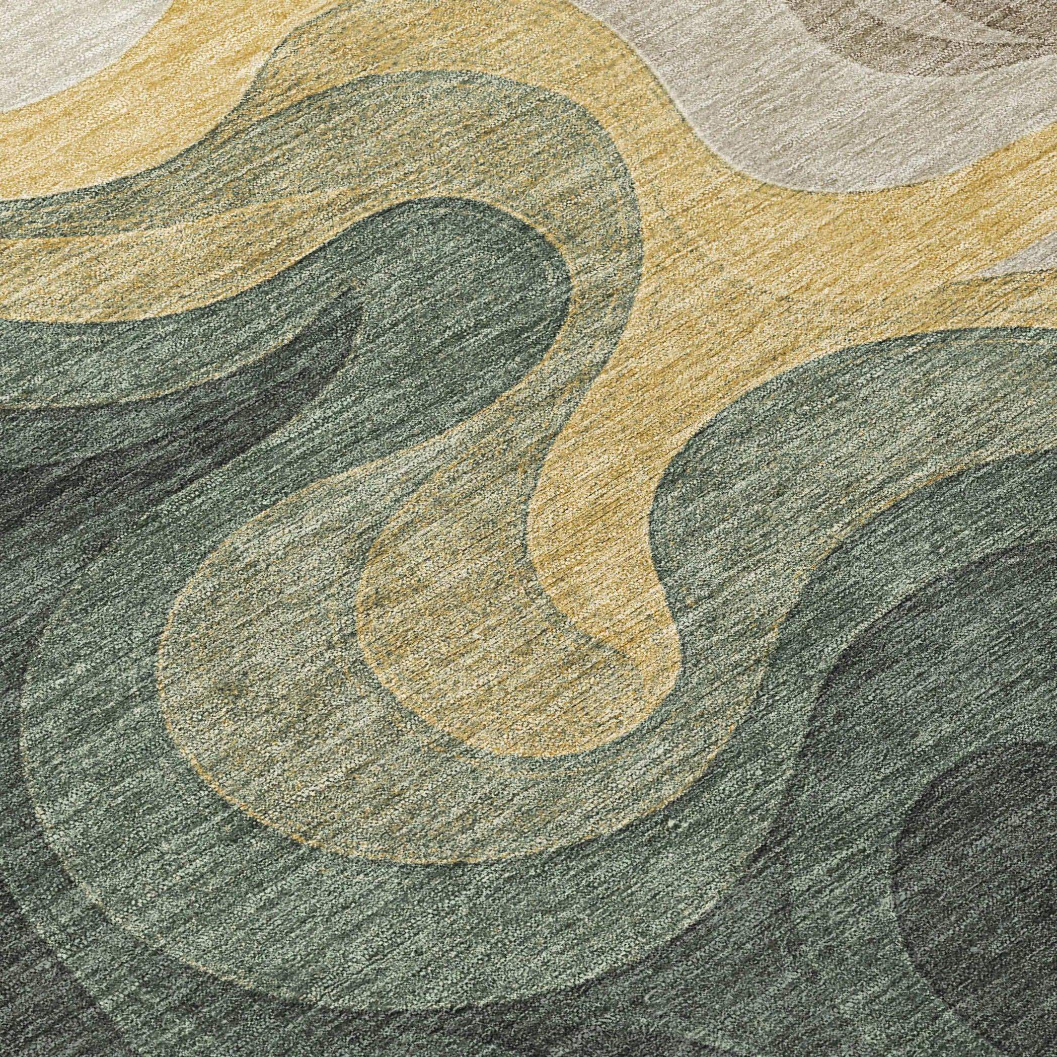 9' X 12' Green And Beige Abstract Washable Indoor Outdoor Area Rug Homeroots Outdoor